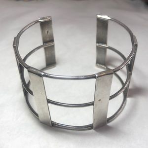 Sterling Wide Geometric Cuff Bracelet